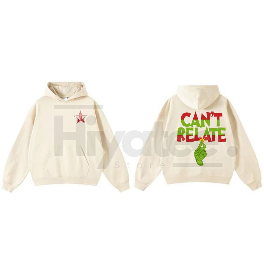 "Can't Relate" Holiday Hoodie – Funny Anti-Christmas Slogan Pullover, Grinch & Introvert Festive Apparel, Unisex