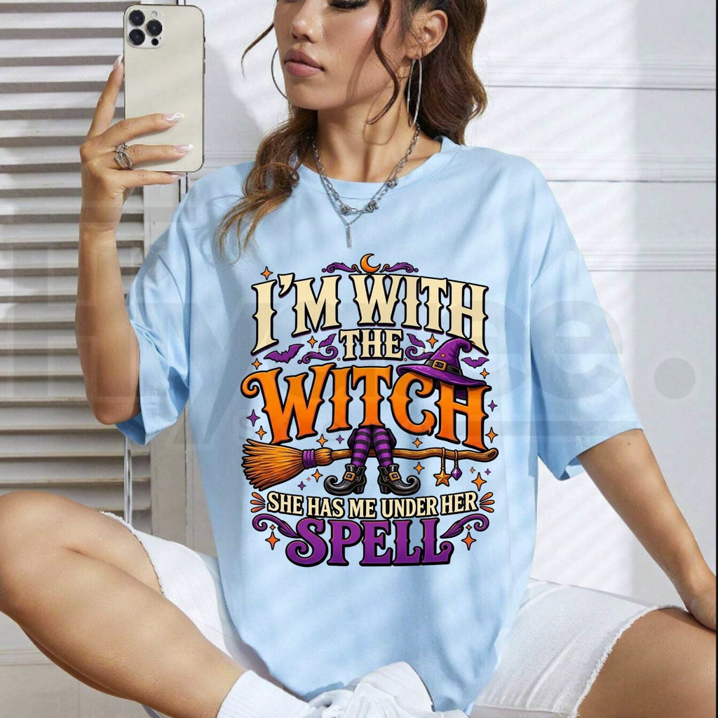 I'm With The Witch T-Shirt – Funny Broom Graphic Halloween Tee