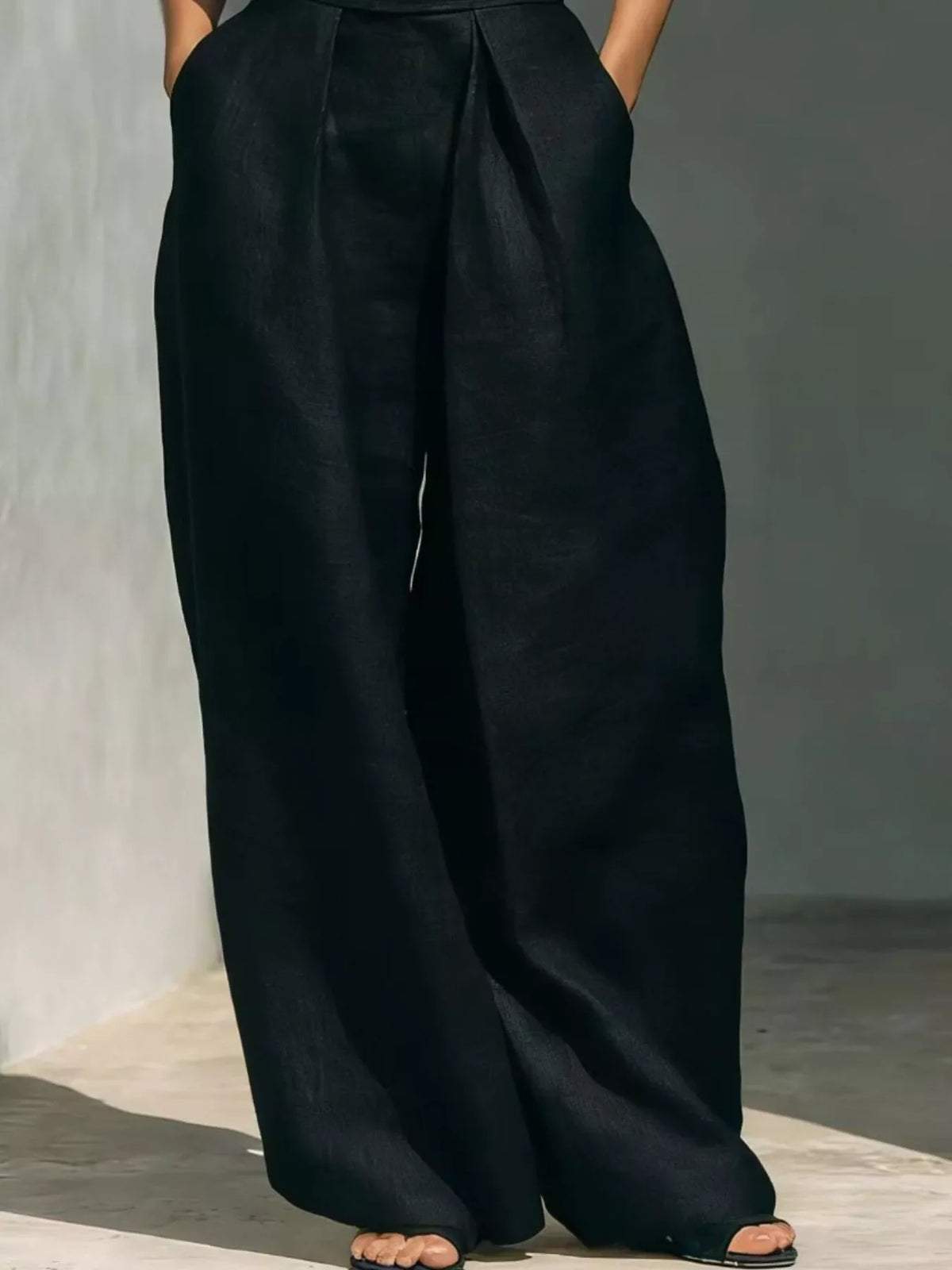 Full Size Turtleneck Sleeveless Top and Wide Leg Pants Set Plus Size