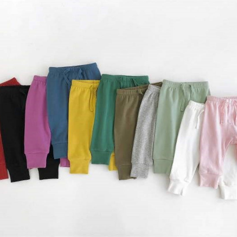 0-1-2-year-old baby's solid color band mouth casual pants