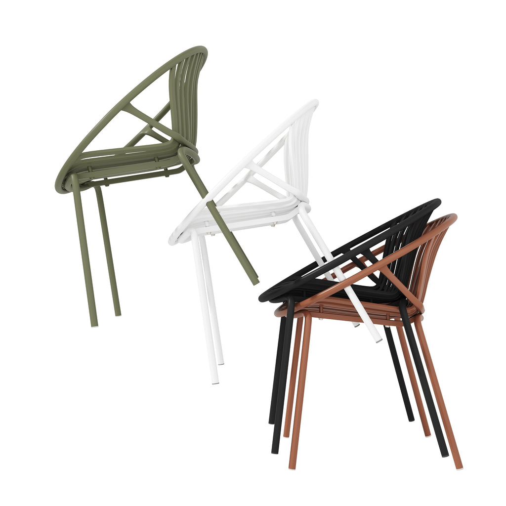 7 Pieces Outdoor Modern Dining Set with Stackable Chair