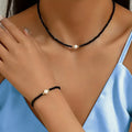 Black Spinel Turquoise Necklace Bracelet