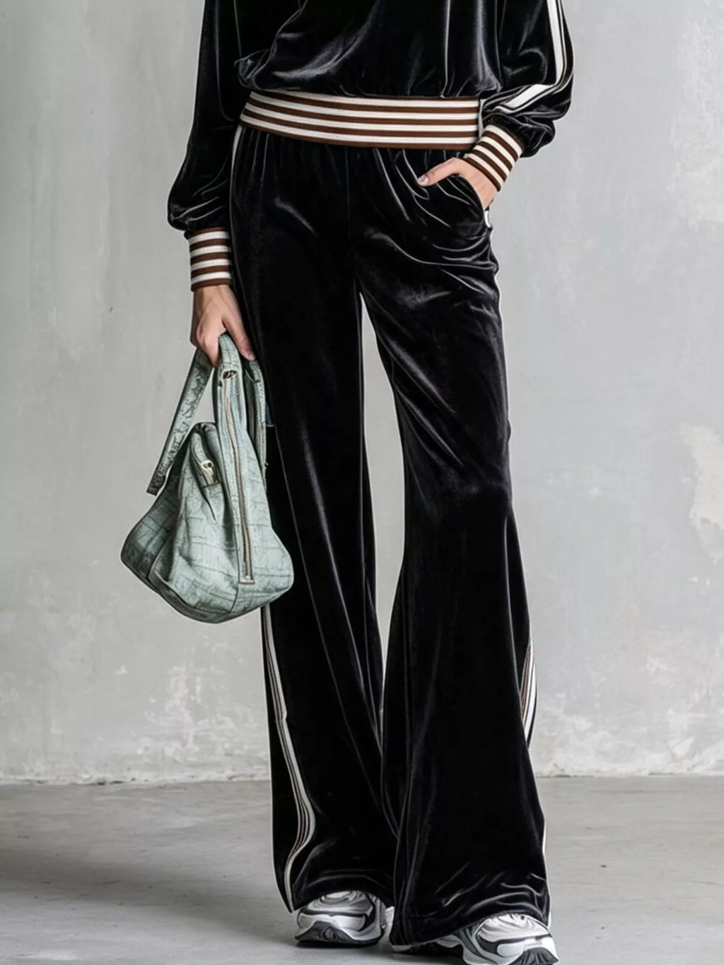 Striped Half Zip Top and Pants Set