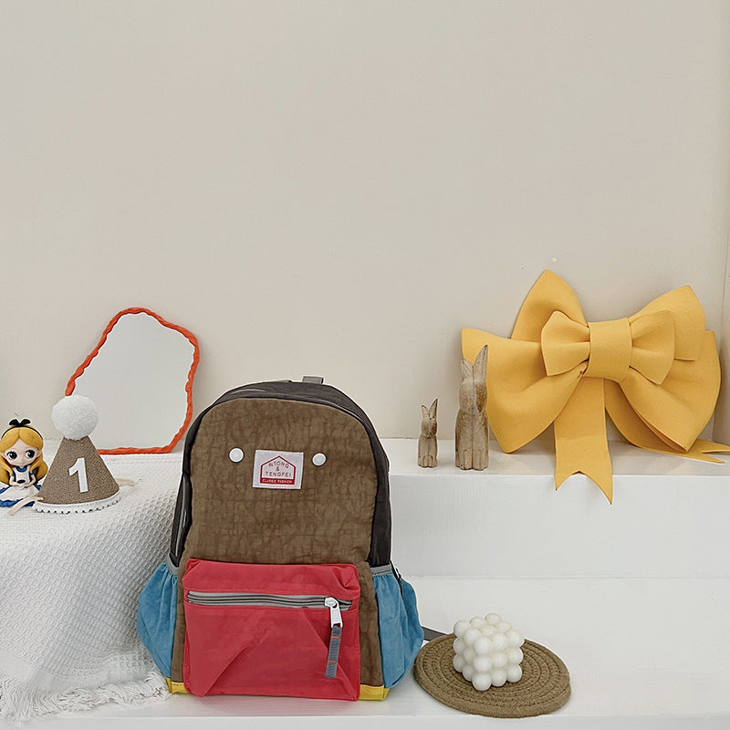 Children's Bags Simple And Lightweight Canvas Backpack Boys Girls Spine Protection