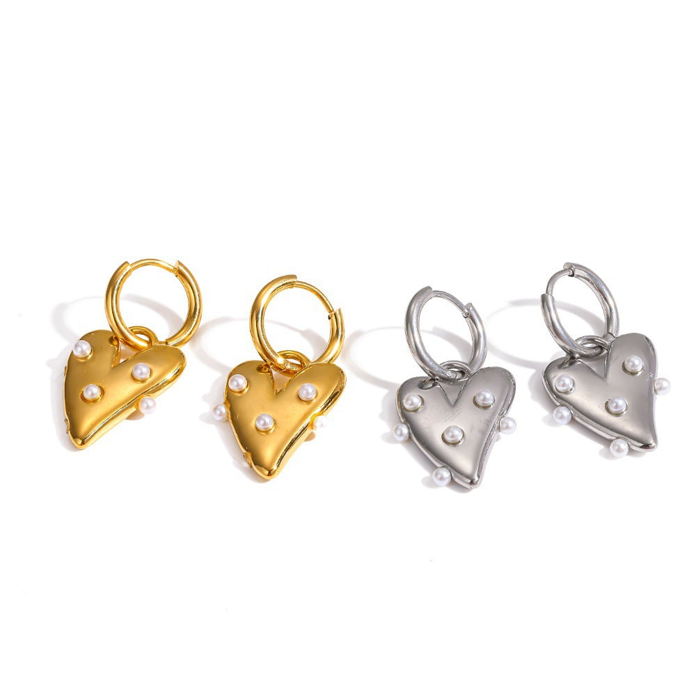 Fashionable And Versatile Pearl-shaped Stainless Steel Earrings