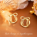 New Rabbit Bowknot K-gold Plated Earrings