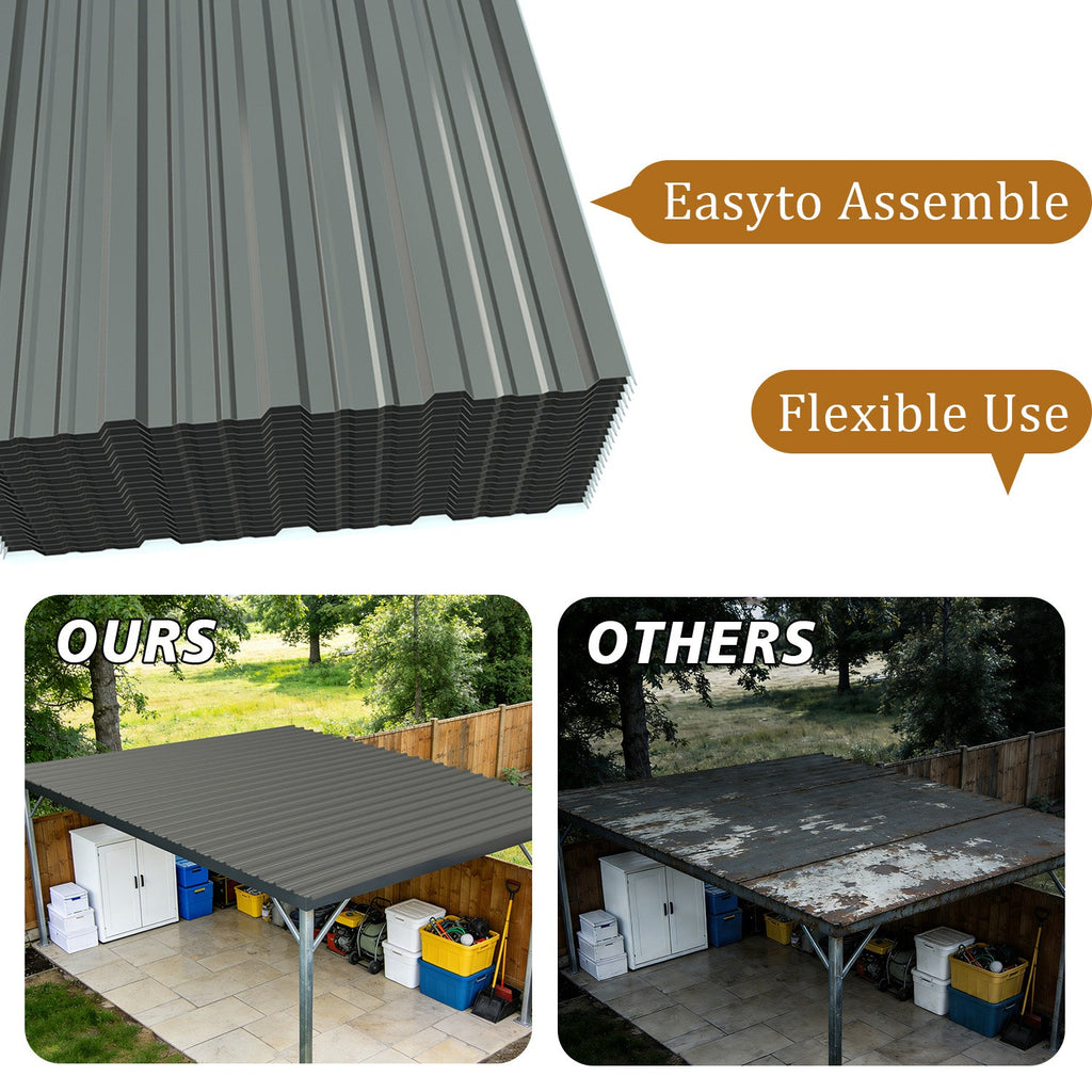 20 Pcs Corrugated Galvanized Metal Roofing Panels