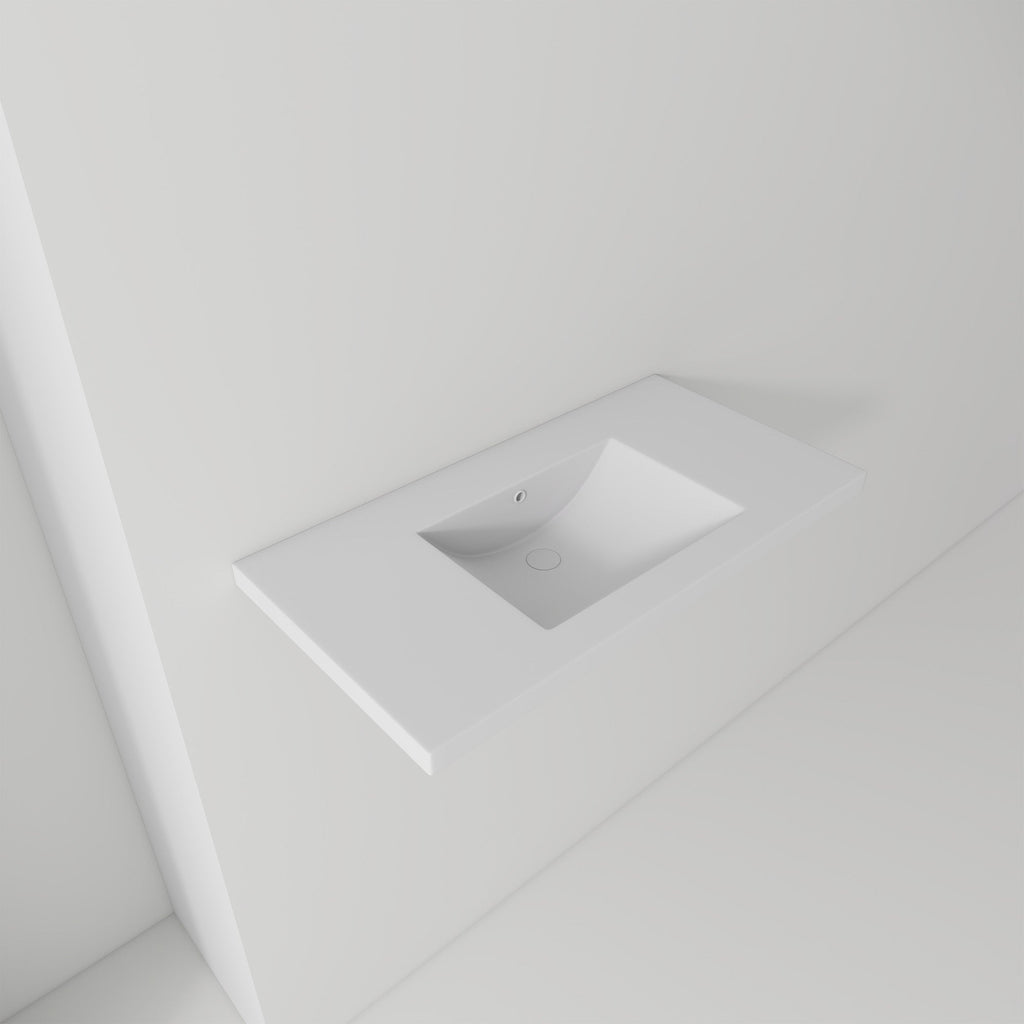 36" Ceramic Basin Sink, Single Faucet Hole