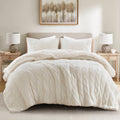 2 Pieces Twin Cable Knit Chenille Comforter Set