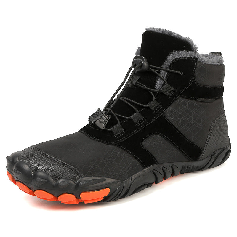 Fleece-lined Water-repellent Five-finger Snow Boots Thermal Non-slip Cotton-padded Shoes