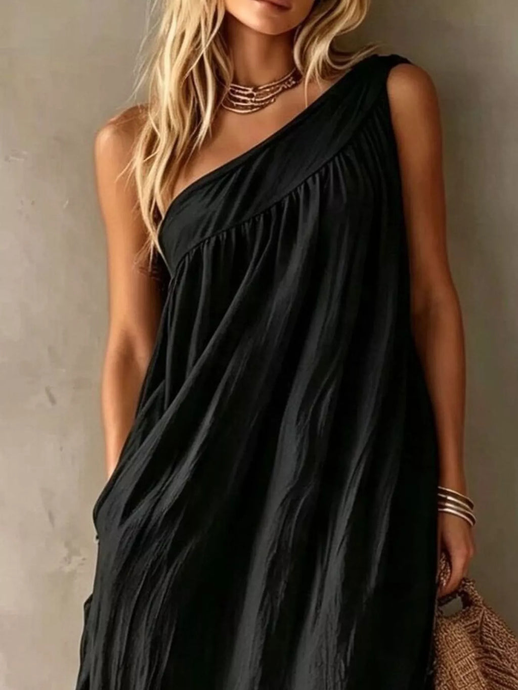 Full Size One-Shoulder Maxi Dress Plus Size