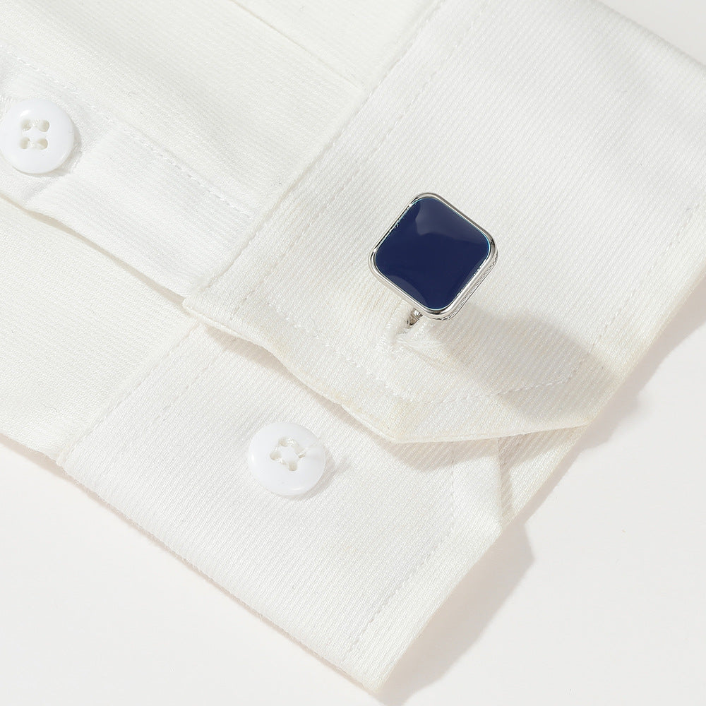 Men's Cufflinks Fashion Square Drop Oil Simple 4 Colors