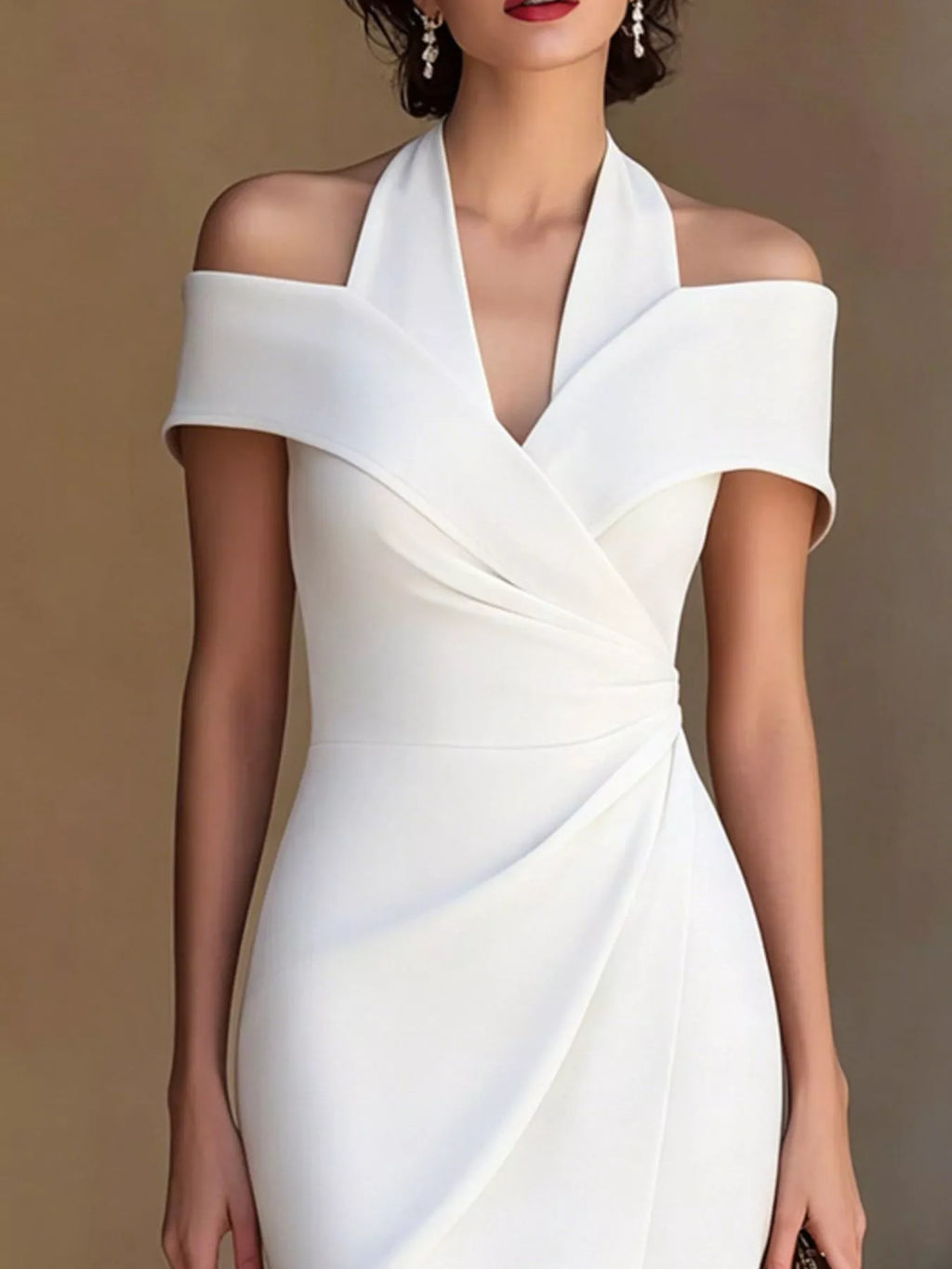 Cold Shoulder Halter Neck Midi Dress