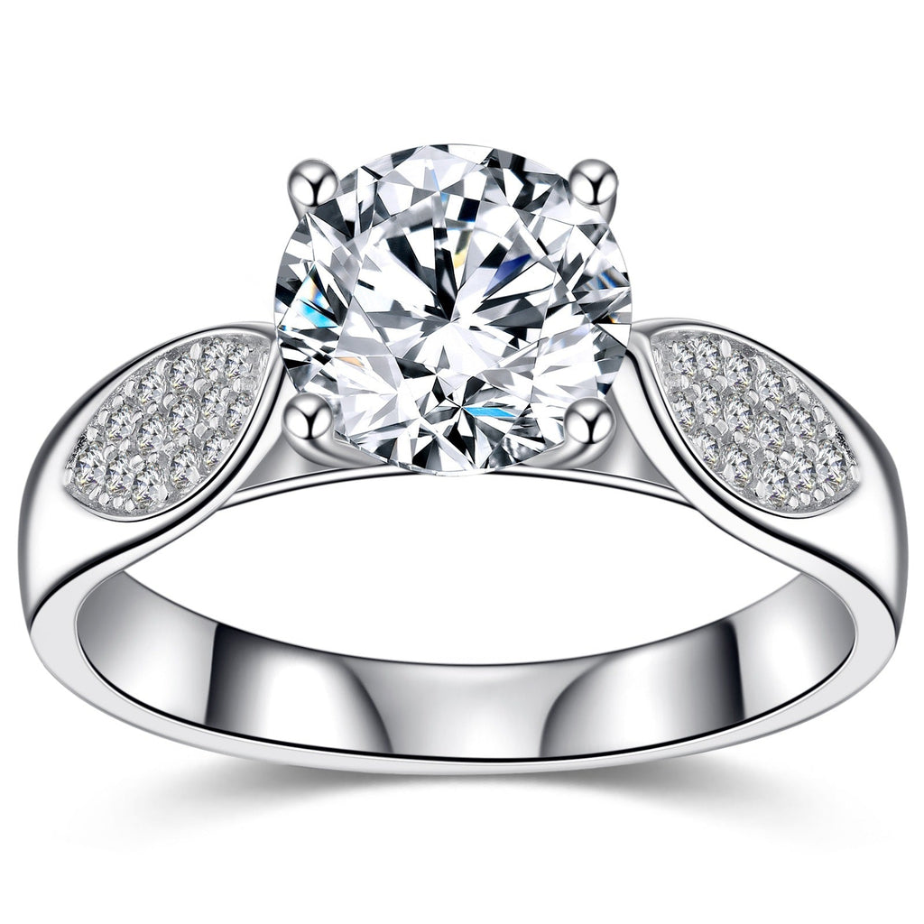 S925 Silver 4g Leaf Design Moissanite Ring, 8mm D VVS1 Center, GRA Certified US 5-8