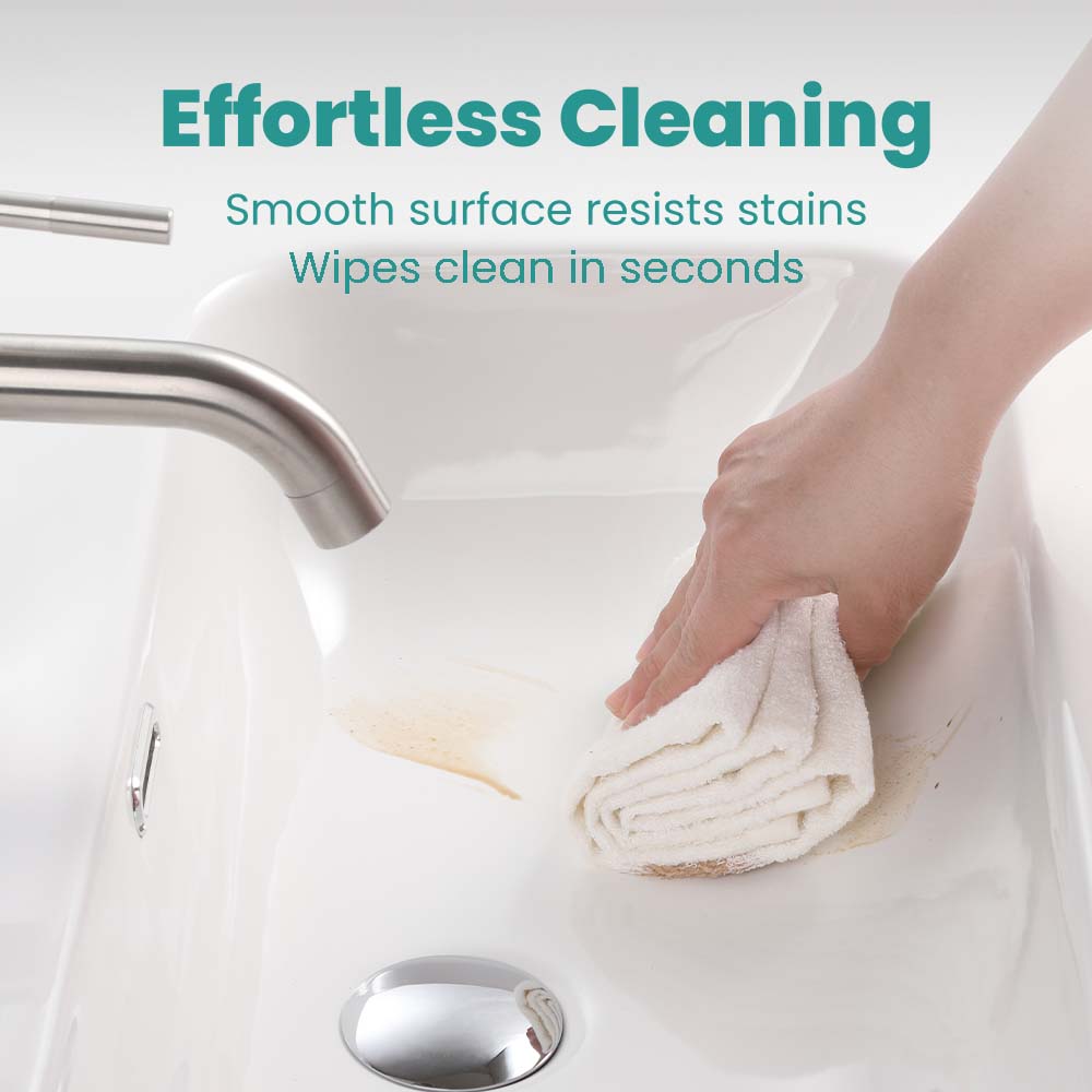 Glossy White Ceramic Integrated Sink
