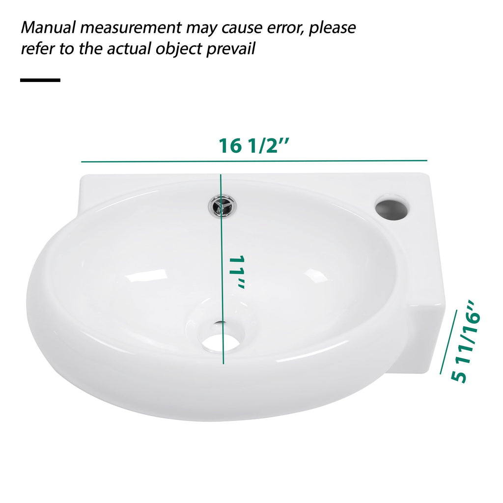 16.5x11 Inch Ceramic Bathroom Sink