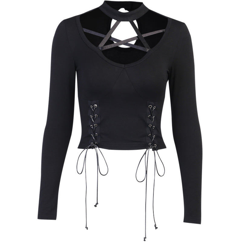 Autumn And Winter Drawstring Strap Retro Women's Clothing