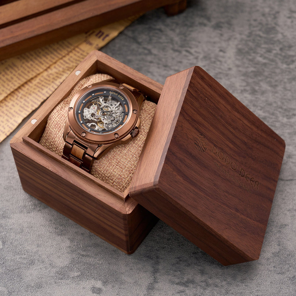 Openwork Mechanical Wooden Watch For Men