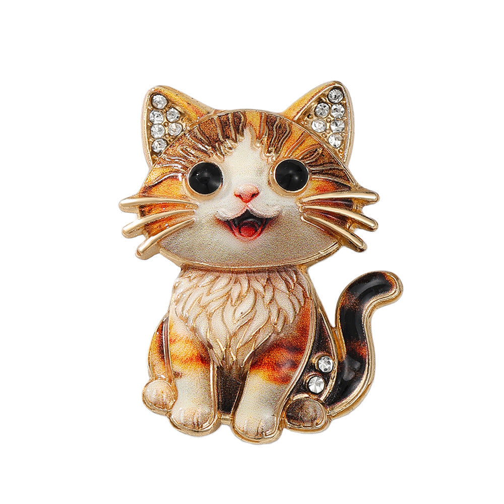 Original Blue-and-White Tiger-Striped Cat Brooch