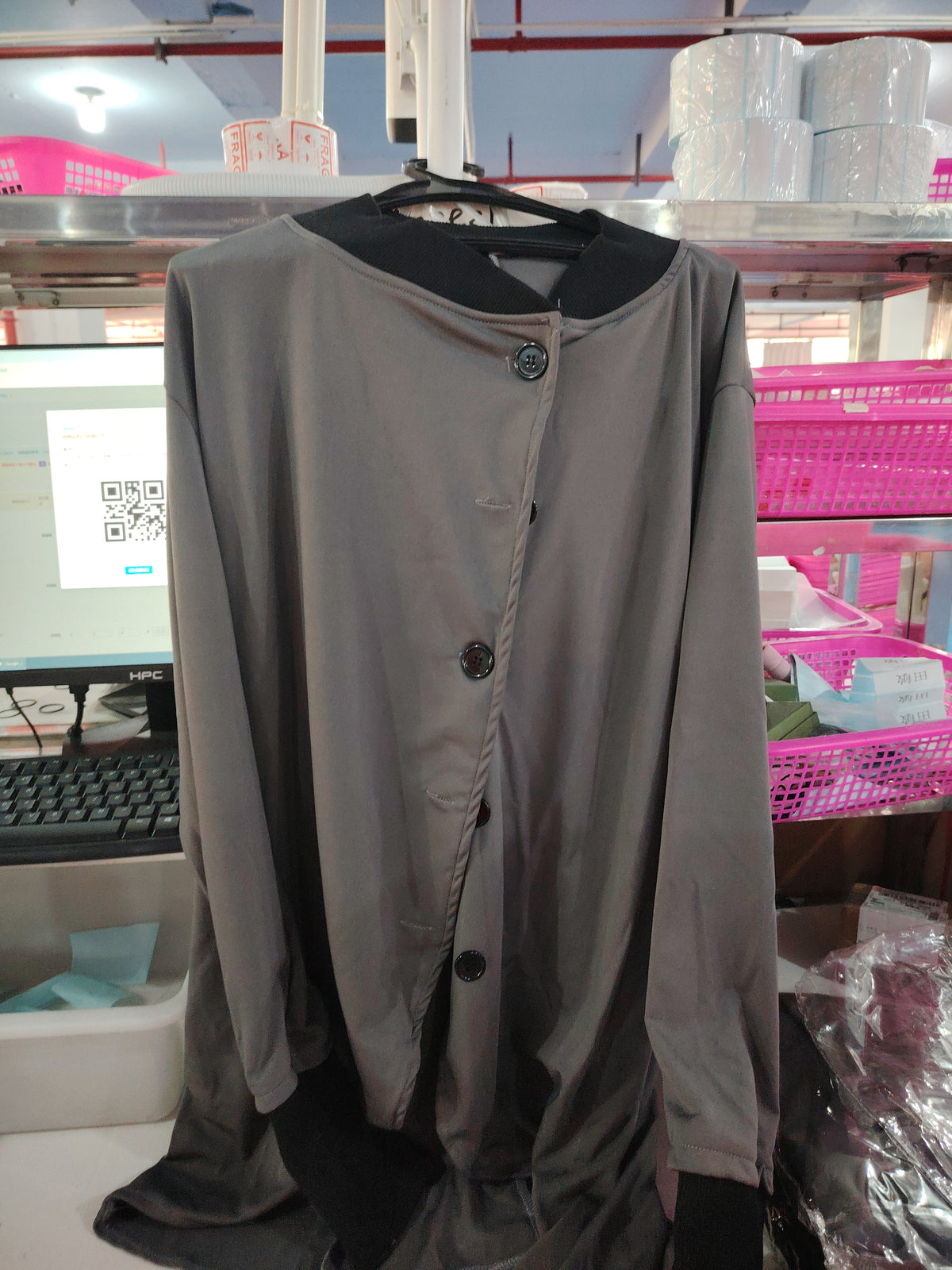 Single-breasted Panelled Hem Slit Long-sleeved Jacket