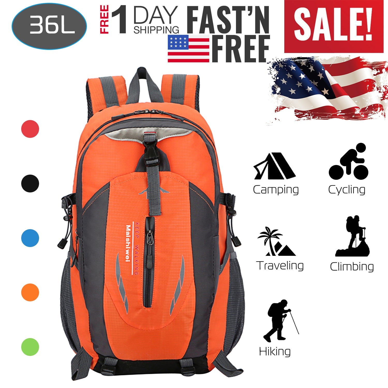 36L Outdoor Backpack for Hiking and Travel