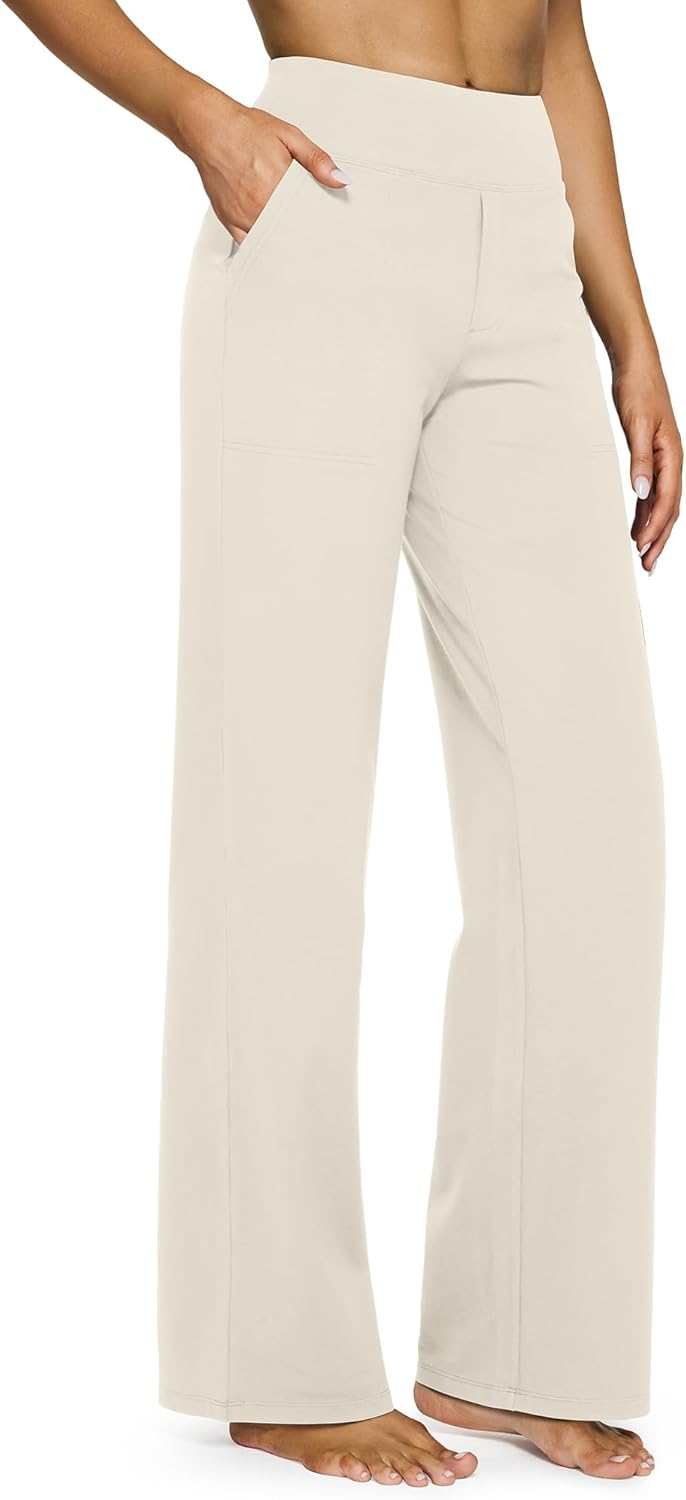 G4Free EverGoing Yoga Pants Women Wide Leg Pants with Pockets High Waist Stretch Dress Casual Sweatpants Petite/Regular/Tall