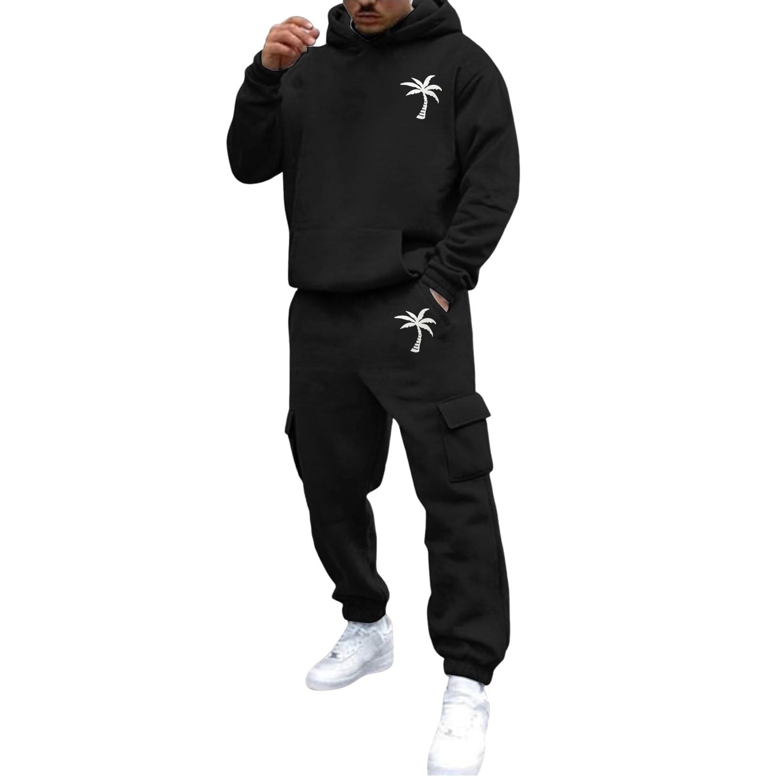 Men's 2 Piece Outfits Hoodie Sweatshirt Tracksuit & Joggers Sweatpants Sweatsuit Set