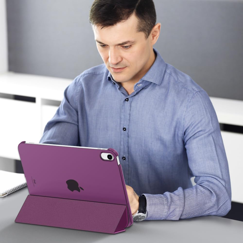 MoKo for iPad (A16) 11th Generation Case 11 Inch 2025, iPad 10th Generation Case 10.9 Inch 2022, Slim Stand Hard PC Translucent Back Shell Smart Cover, Support Touch ID, Auto Wake/Sleep, Navy Blue