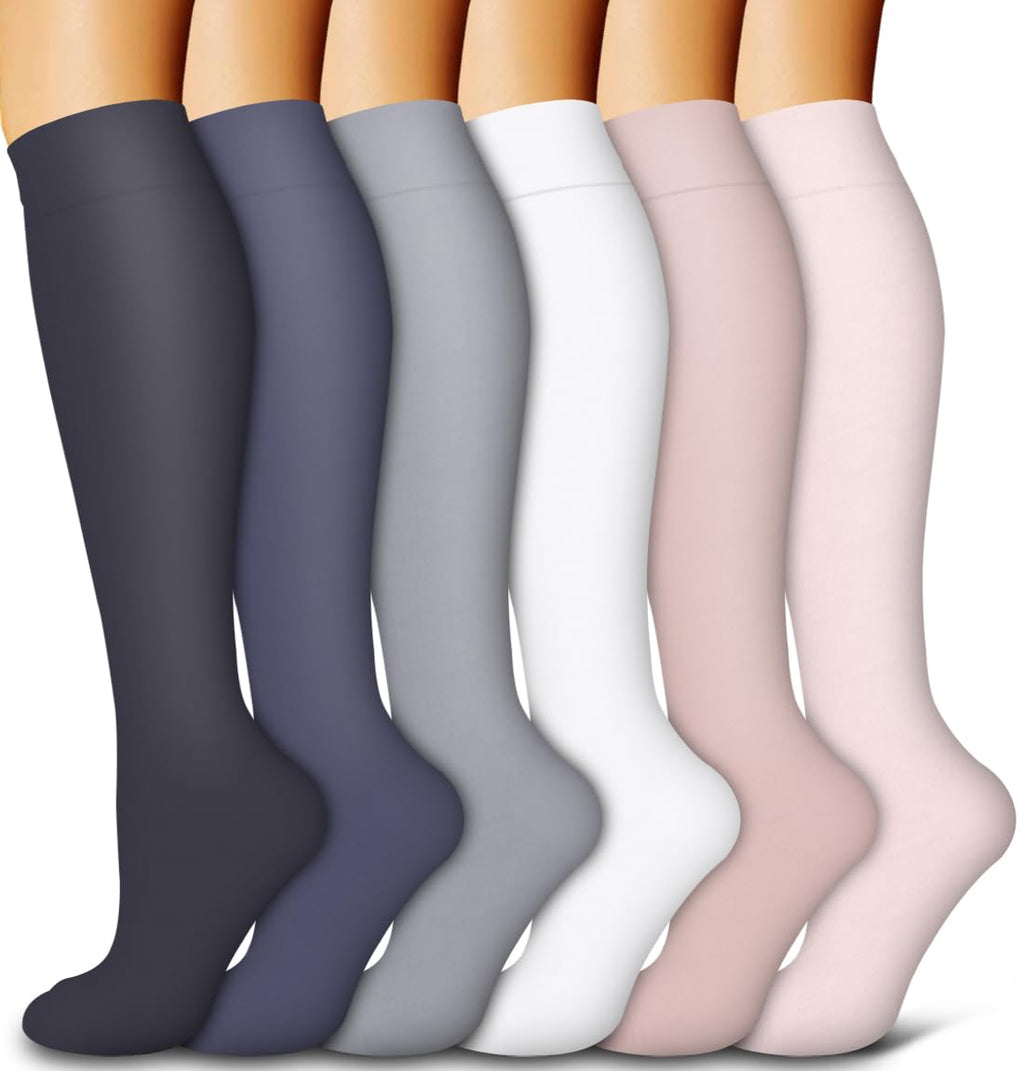 6 Pack Copper Compression Socks for Women and Men Circulation-Best Support for Medical,Running,Nursing,Athletic