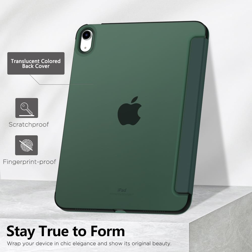 MoKo for iPad (A16) 11th Generation Case 11 Inch 2025, iPad 10th Generation Case 10.9 Inch 2022, Slim Stand Hard PC Translucent Back Shell Smart Cover, Support Touch ID, Auto Wake/Sleep, Navy Blue
