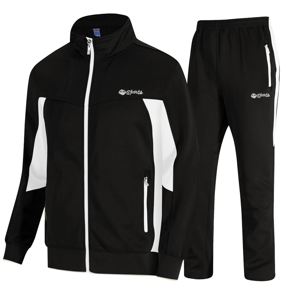 TBMPOY Men's Tracksuits Sweatsuits for Men Sweat Track Suits 2 Piece Casual Athletic Jogging Warm Up Full Zip Sets