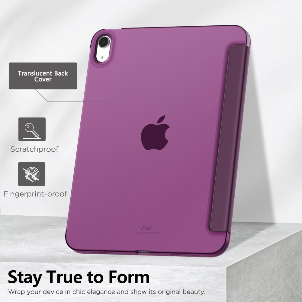 MoKo for iPad (A16) 11th Generation Case 11 Inch 2025, iPad 10th Generation Case 10.9 Inch 2022, Slim Stand Hard PC Translucent Back Shell Smart Cover, Support Touch ID, Auto Wake/Sleep, Navy Blue