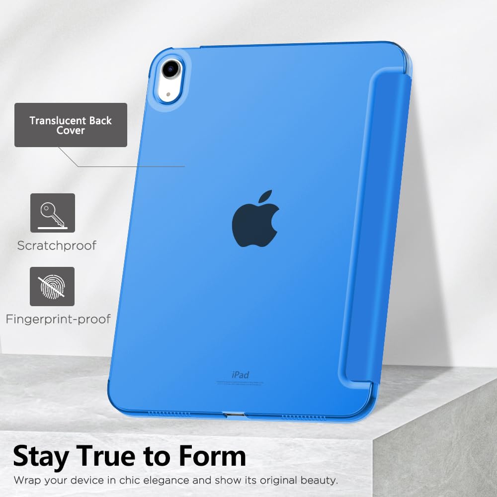 MoKo for iPad (A16) 11th Generation Case 11 Inch 2025, iPad 10th Generation Case 10.9 Inch 2022, Slim Stand Hard PC Translucent Back Shell Smart Cover, Support Touch ID, Auto Wake/Sleep, Navy Blue