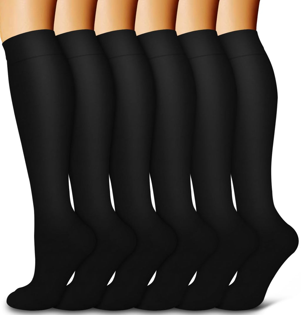 6 Pack Copper Compression Socks for Women and Men Circulation-Best Support for Medical,Running,Nursing,Athletic