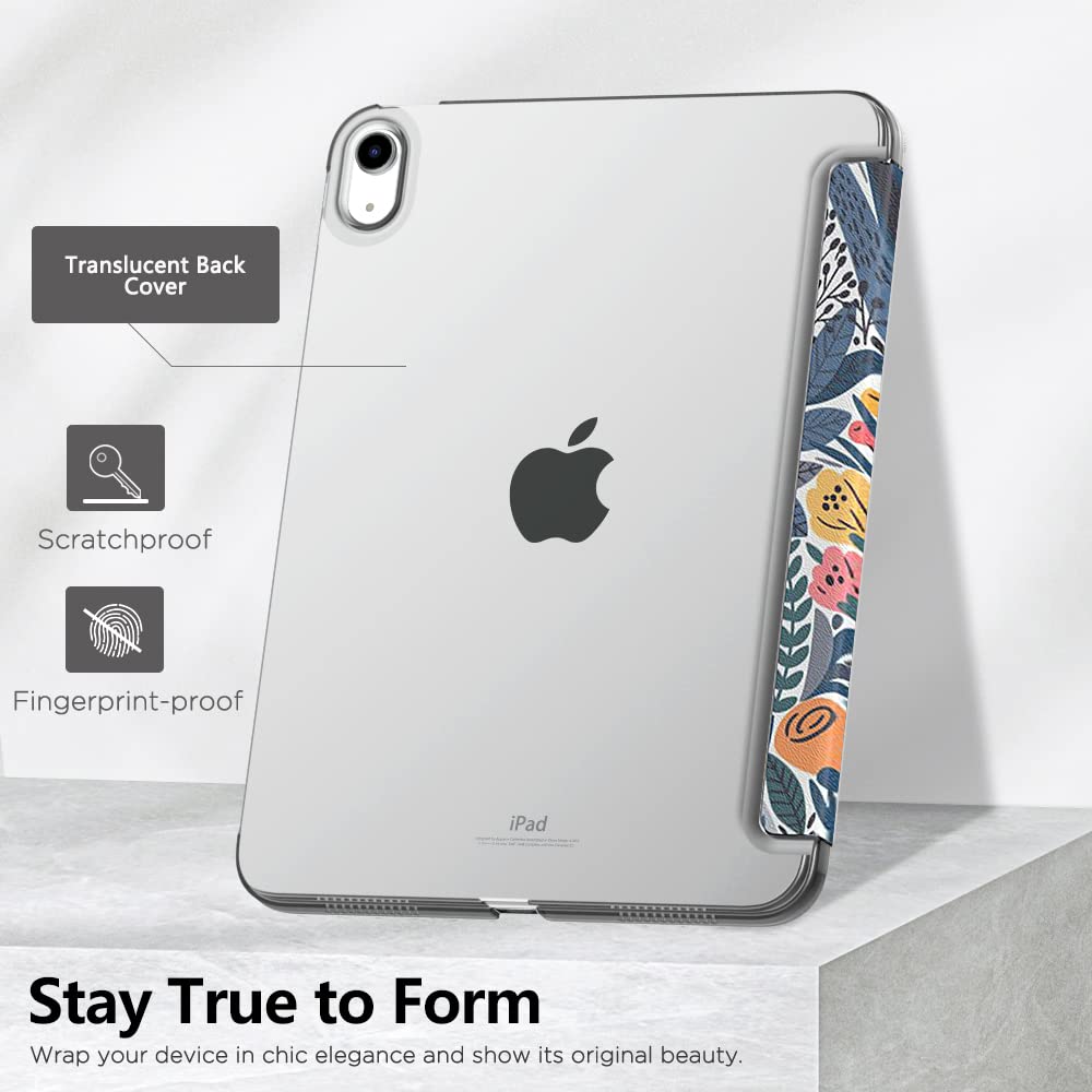 MoKo for iPad (A16) 11th Generation Case 11 Inch 2025, iPad 10th Generation Case 10.9 Inch 2022, Slim Stand Hard PC Translucent Back Shell Smart Cover, Support Touch ID, Auto Wake/Sleep, Navy Blue