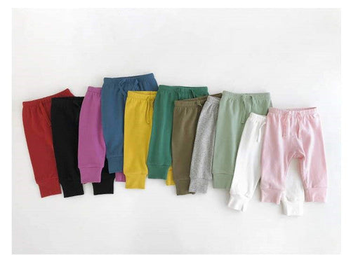 0-1-2-year-old baby's solid color band mouth casual pants