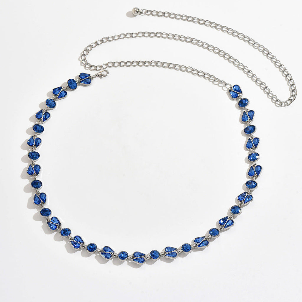 European And American New Style Personalized Creative Design Blue Water Drop Geometric Body Chain Fashionable Fresh Style Waist Decoration Waist Chain