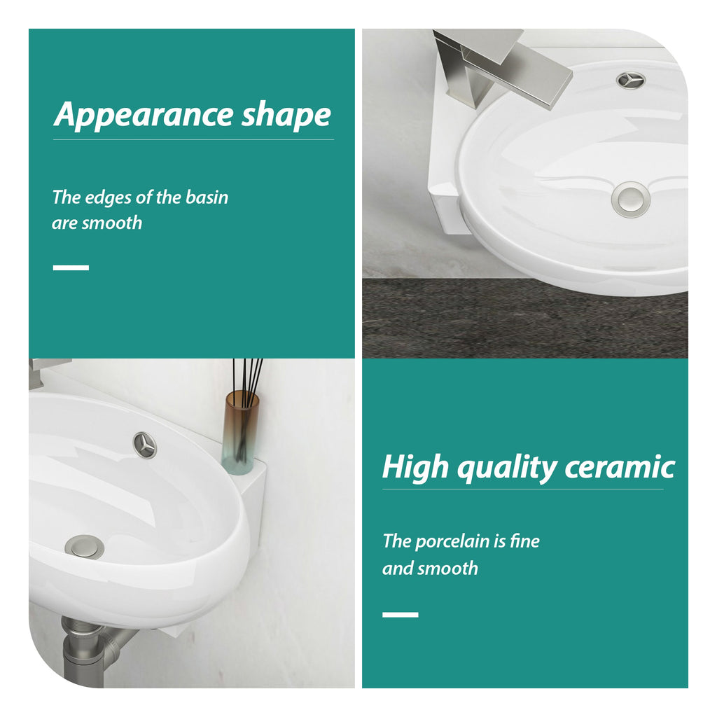 16.5x11 Inch Wall-Mounted Bathroom Sink
