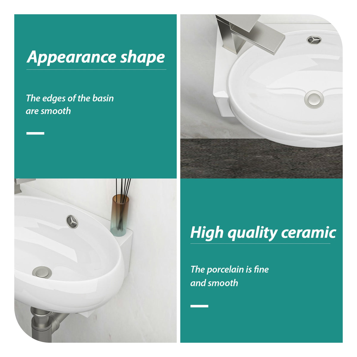16.5x11 Inch Wall-Mounted Bathroom Sink