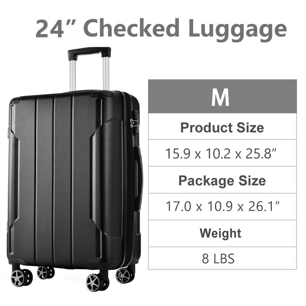 Hardshell Luggage - Expandable 24 Inch Checked Travel Luggage