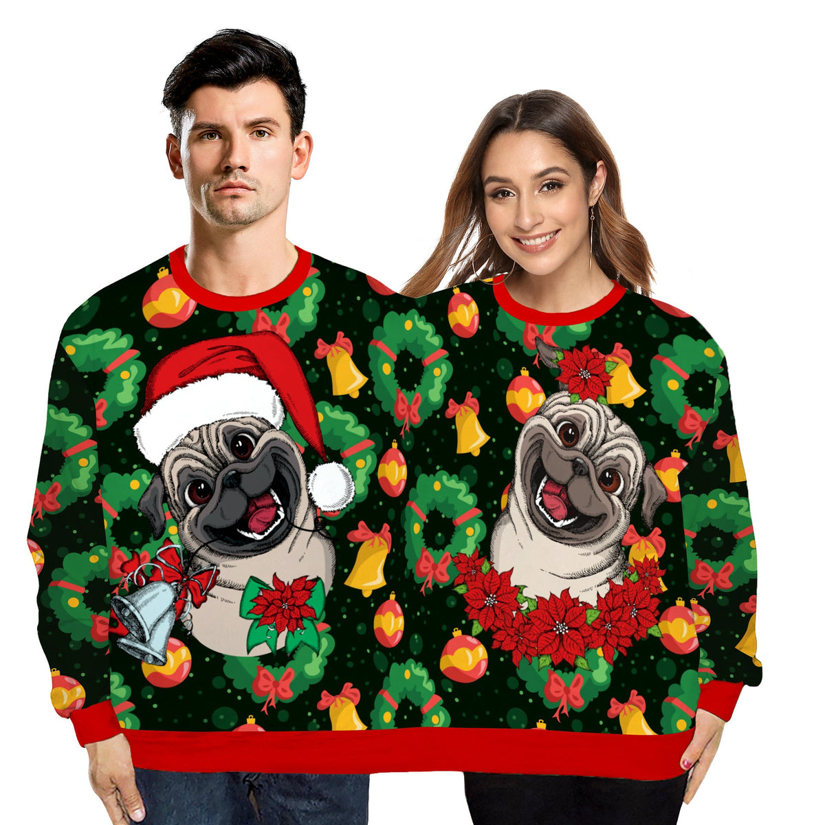 2026New Autumn And Winter Christmas Clothing European And American Best-Selling 3D Digital Printing Male And Female Couple One-Piece Round Neck Sweatshirt
