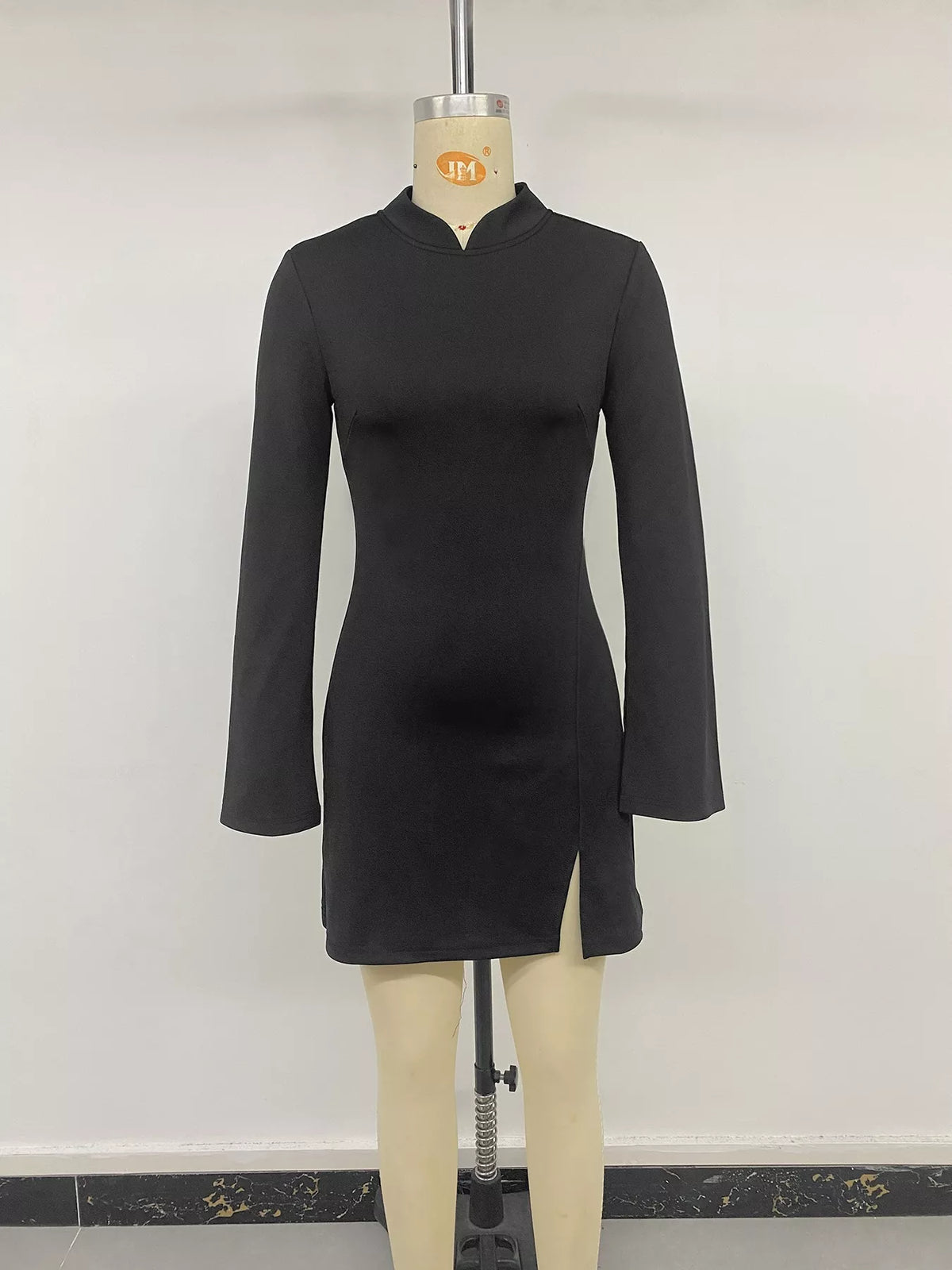 Cutout Back Long Sleeve Bodycon Mini Dress