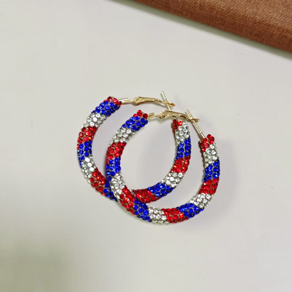 Exaggerated Fully Diamond-studded Sparkling Hoop Earrings