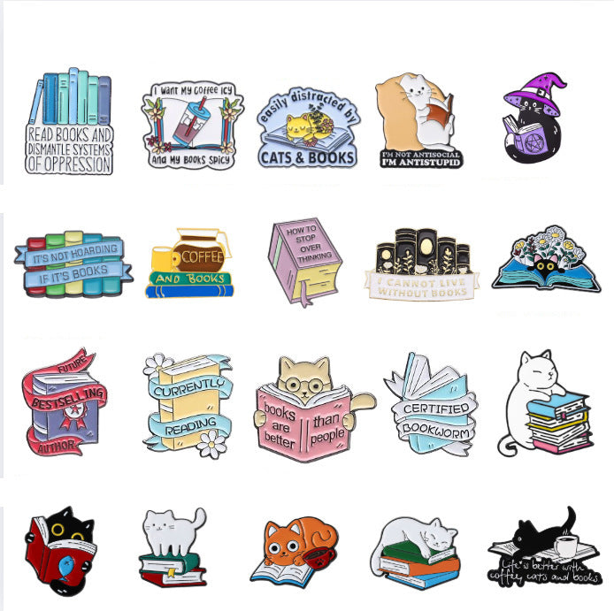 Geometric Cartoon Book Brooch