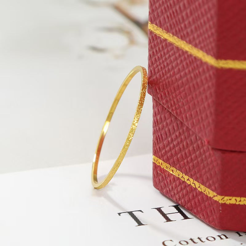 Thin Matte Geometric Ring Stackable Titanium Steel