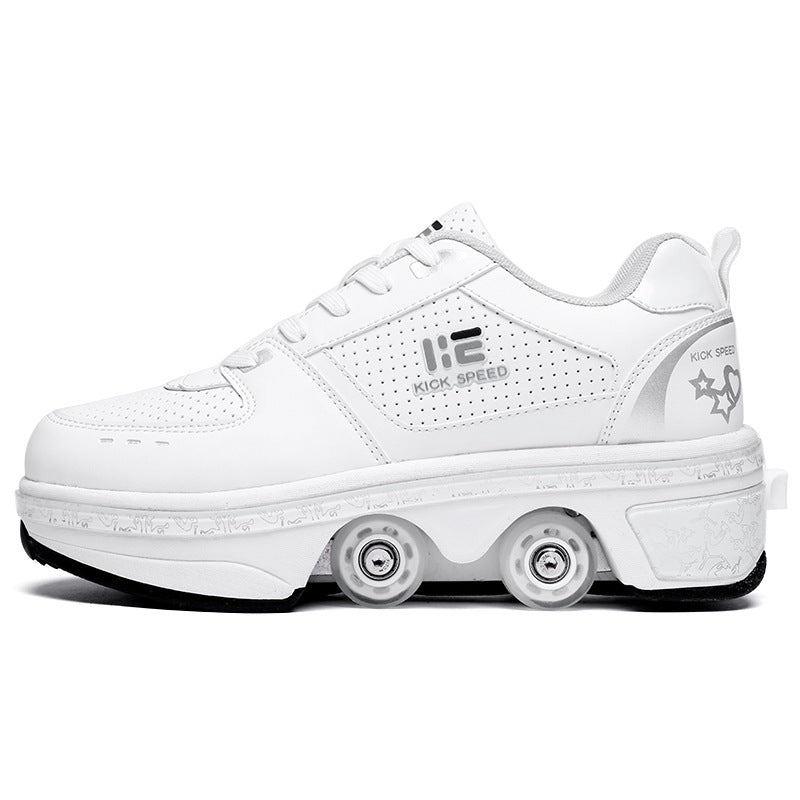 Colored Lights Four-wheel Rollerskate Foldable Dual-purpose The Skating Shoes