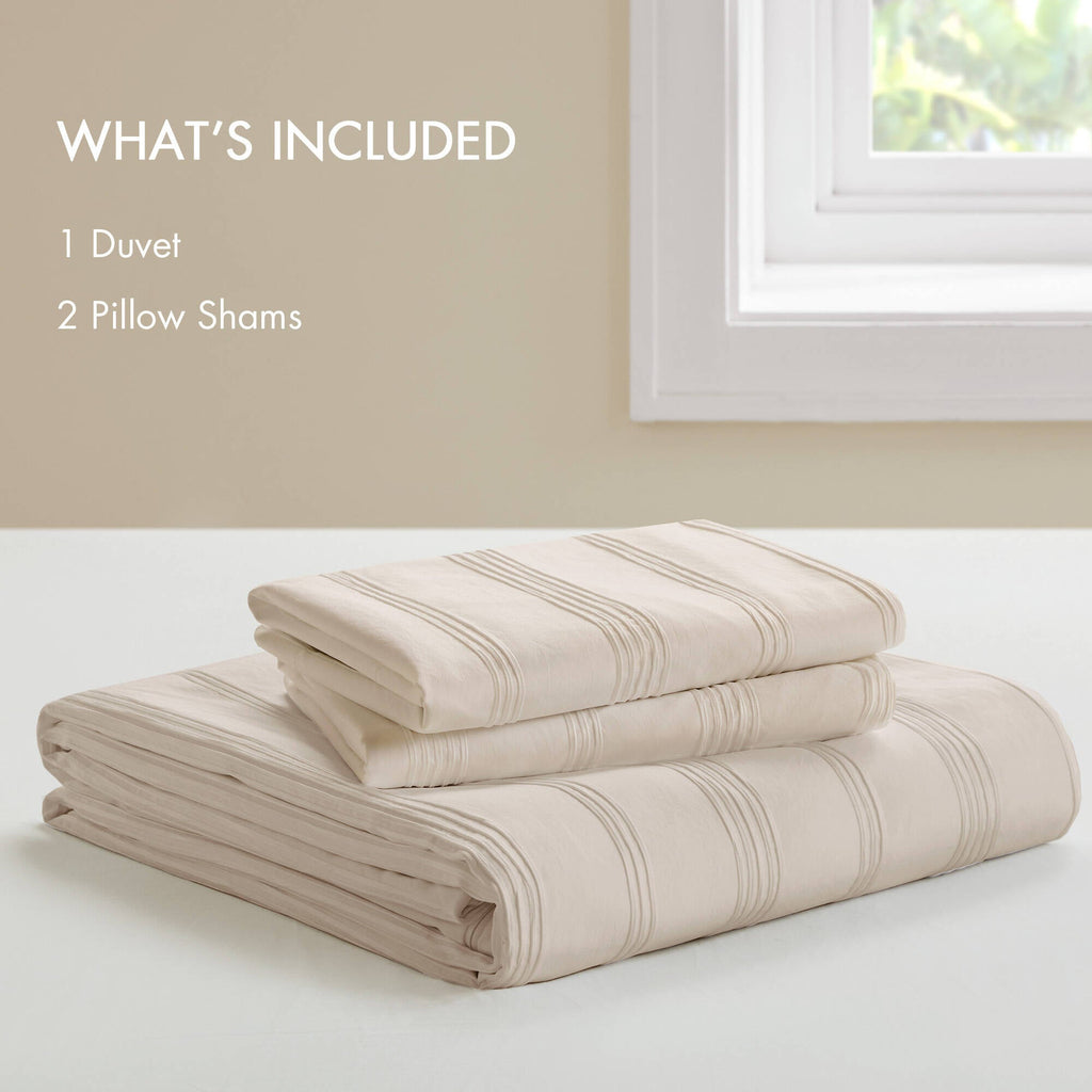 3-Piece Full Woven Striped Duvet Set