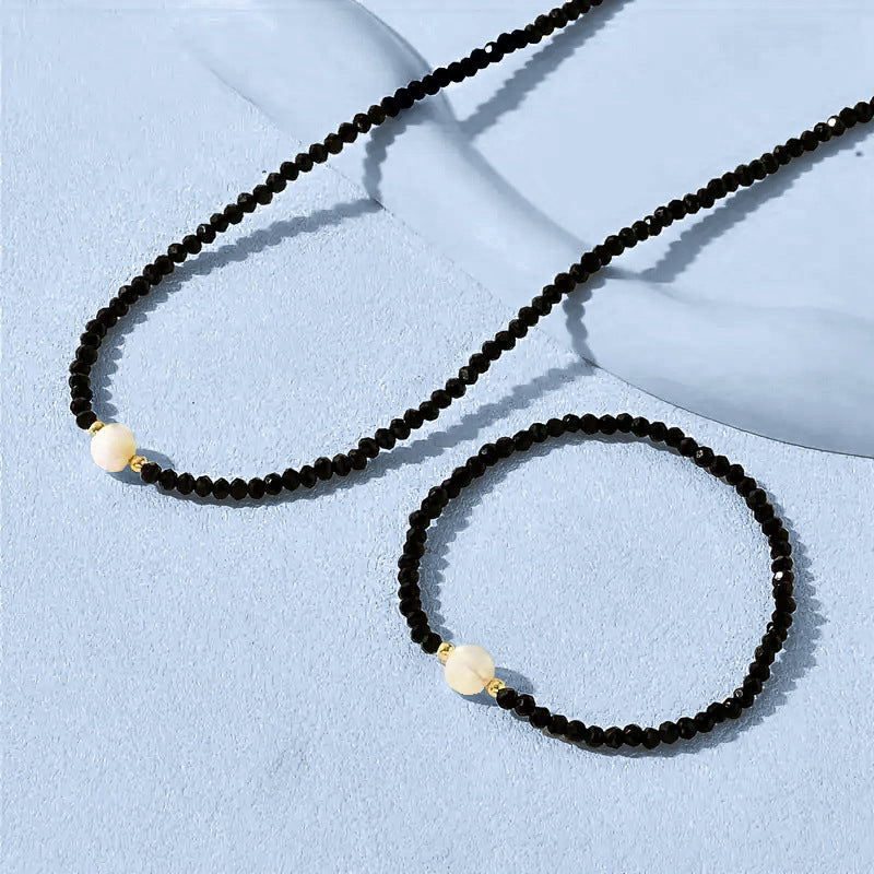 Black Spinel Turquoise Necklace Bracelet
