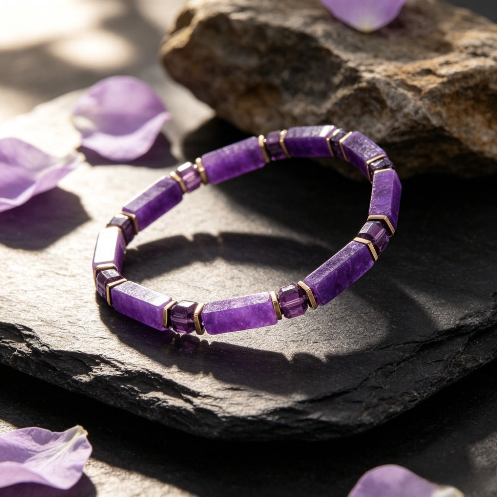 Long Strip-shaped Natural Stone Bead Bracelet