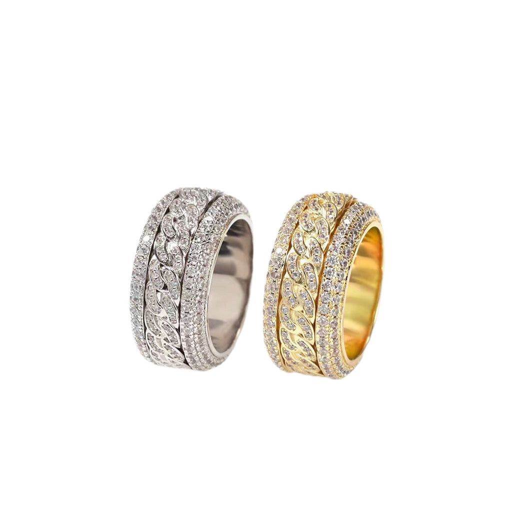 Micro-paved Cubic Zirconia Cuban Ring
